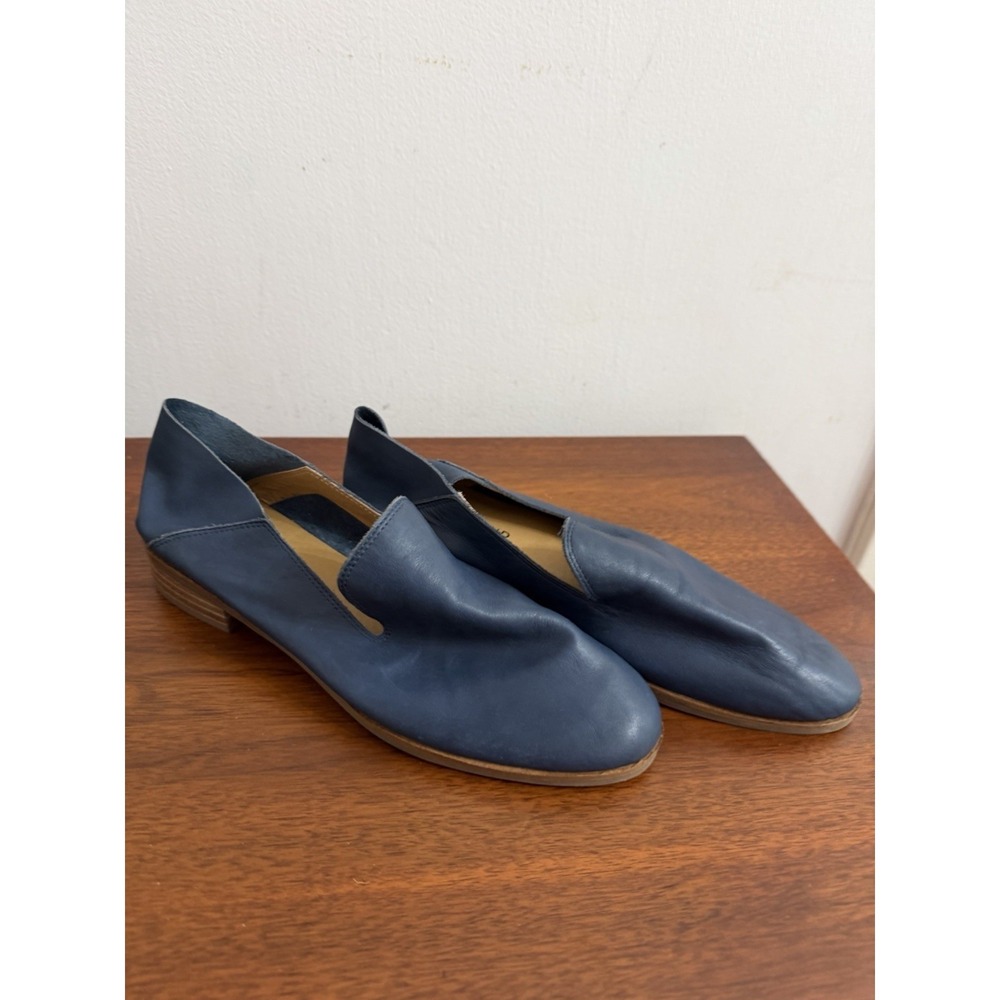 Lucky Brand Women's Cahill Blue Leather Flat Loafers Slip On Drivers 8.5M